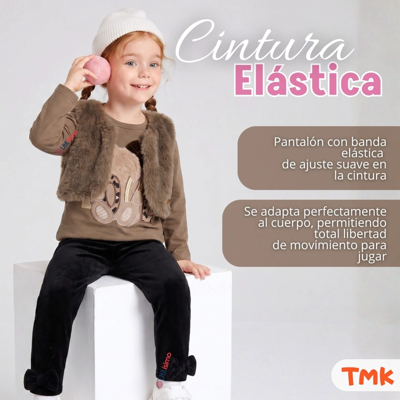 CONJUNTO BUZO POLERA CHALECO 3 PIEZAS NIÑA TEDMIMAK PRETTY BEAR - 7