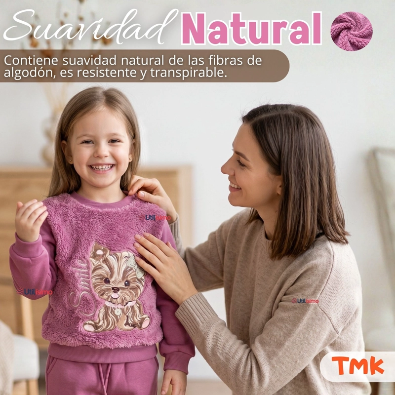 CONJUNTO BUZO POLERA 2 PIEZAS NIÑA 100% ALGODON TEDMIMAK FLUFFY ROSE - 5