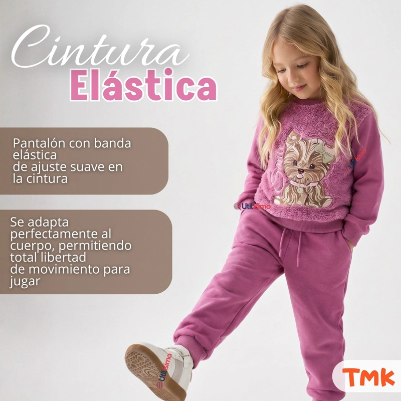 CONJUNTO BUZO POLERA 2 PIEZAS NIÑA 100% ALGODON TEDMIMAK FLUFFY ROSE - 7