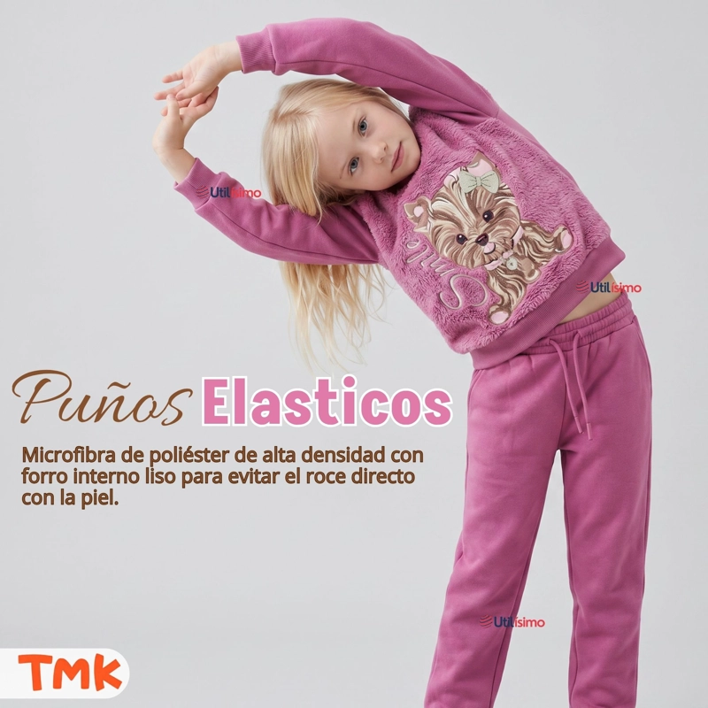 CONJUNTO BUZO POLERA 2 PIEZAS NIÑA 100% ALGODON TEDMIMAK FLUFFY ROSE - 9