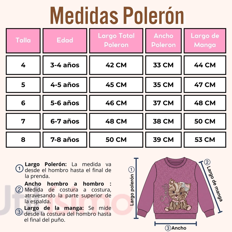 CONJUNTO BUZO POLERA 2 PIEZAS NIÑA 100% ALGODON TEDMIMAK FLUFFY ROSE - 3