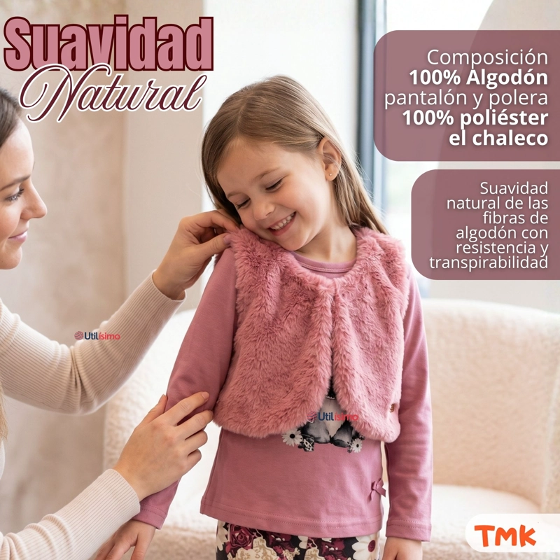 CONJUNTO BUZO POLERA CHALECO 3 PIEZAS NIÑA TEDMIMAK PRETTY FRIEND - 5