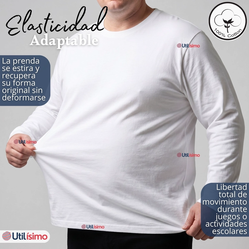 CAMISETA POLERA ALGODON MANGA LARGA CUELLO REDONDO PRIMERA CAPA HOMBRE - 6