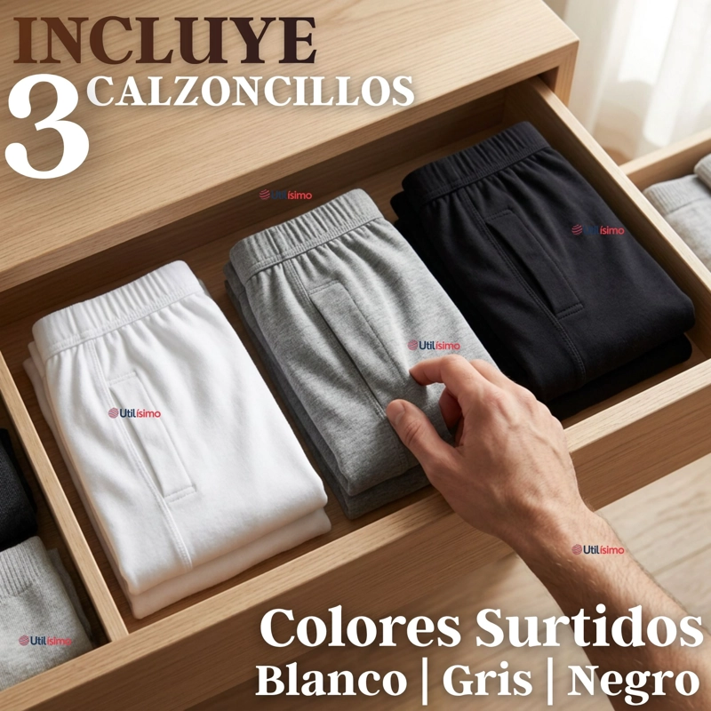 PACK 3 CALZONCILLOS LARGOS ALGODON CALZA HOMBRE INVIERNO PRIMERA CAPA - 2