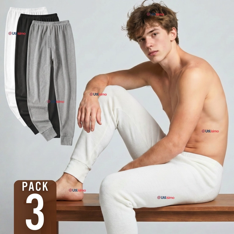PACK 3 CALZONCILLOS LARGOS ALGODON CALZA INVIERNO PRIMERA CAPA JUVENIL - 1