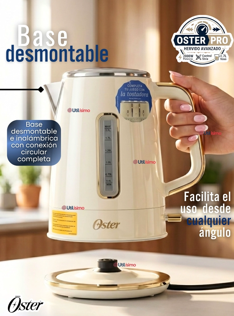 HERVIDOR ELECTRICO OSTER DE 1.7 LITROS PARA TE CAFE E INFUSIONES BVSTKT8107OM - 7