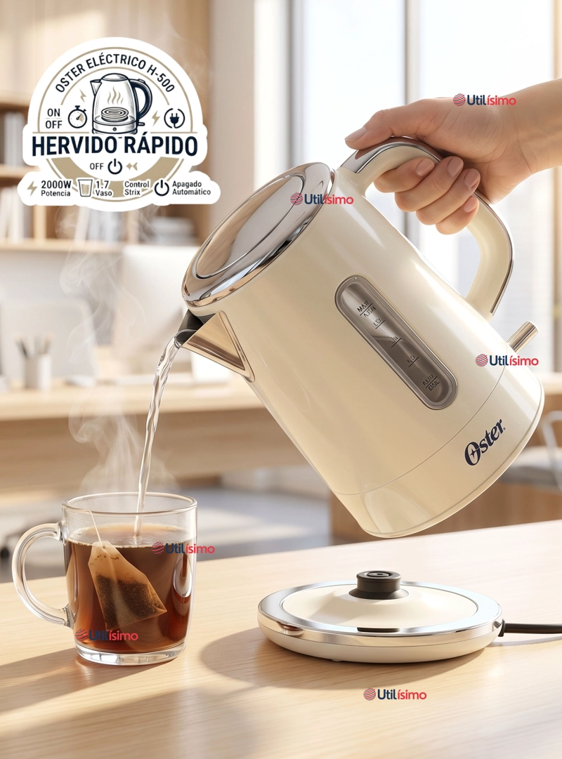 HERVIDOR ELECTRICO OSTER DE 1.7 LITROS PARA TE CAFE E INFUSIONES BVSTKT8107OM - 1