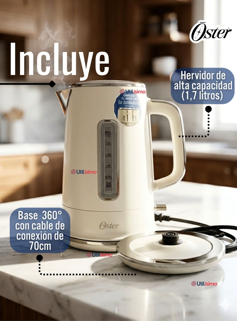 HERVIDOR ELECTRICO OSTER DE 1.7 LITROS PARA TE CAFE E INFUSIONES BVSTKT8107OM - 2