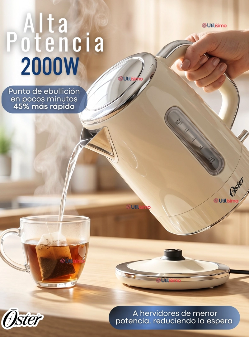 HERVIDOR ELECTRICO OSTER DE 1.7 LITROS PARA TE CAFE E INFUSIONES BVSTKT8107OM - 5