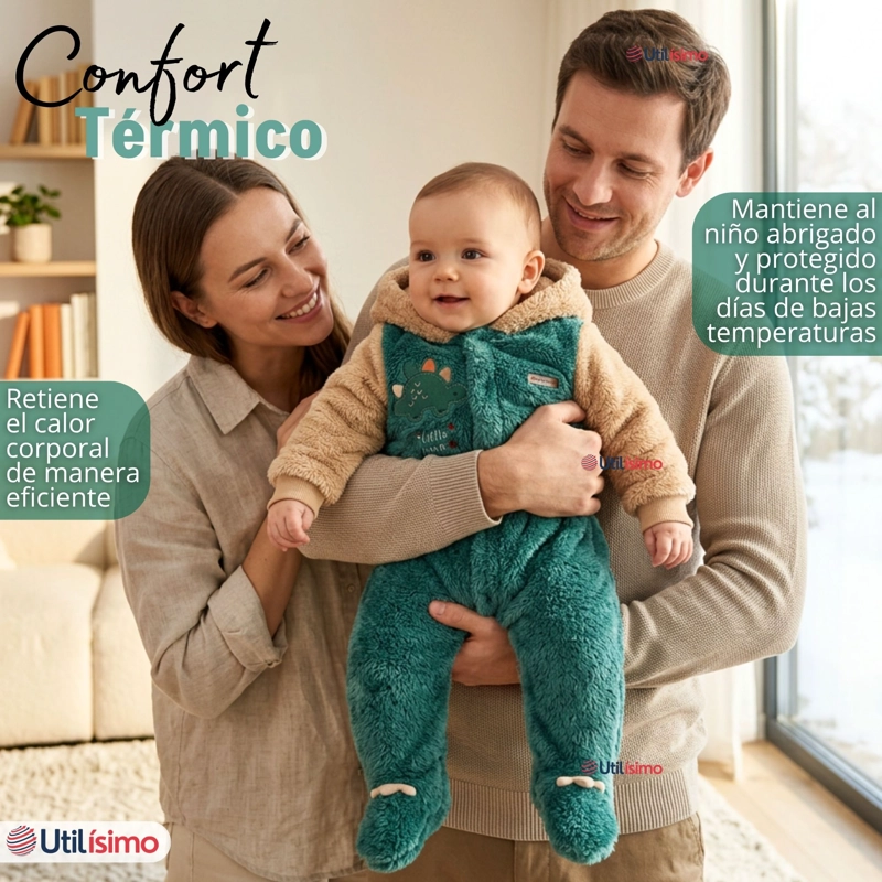 ENTERITO CON CAPUCHA TELA PLUSH VERDE DINOSAURIO BEBE NIÑO - 5