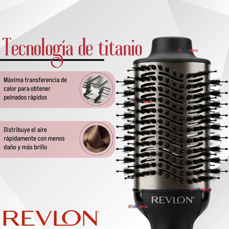 CEPILLO SECADOR ALISADOR DE CABELLO ONE STEP REVLON 800W TITANIUM - 5