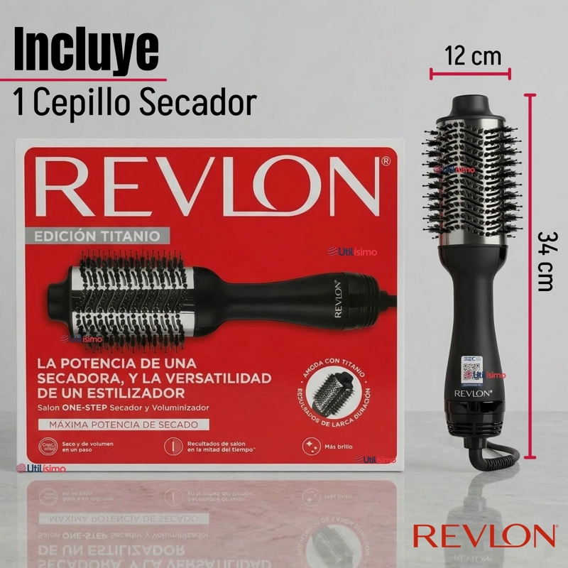 CEPILLO SECADOR ALISADOR DE CABELLO ONE STEP REVLON 800W TITANIUM - 2