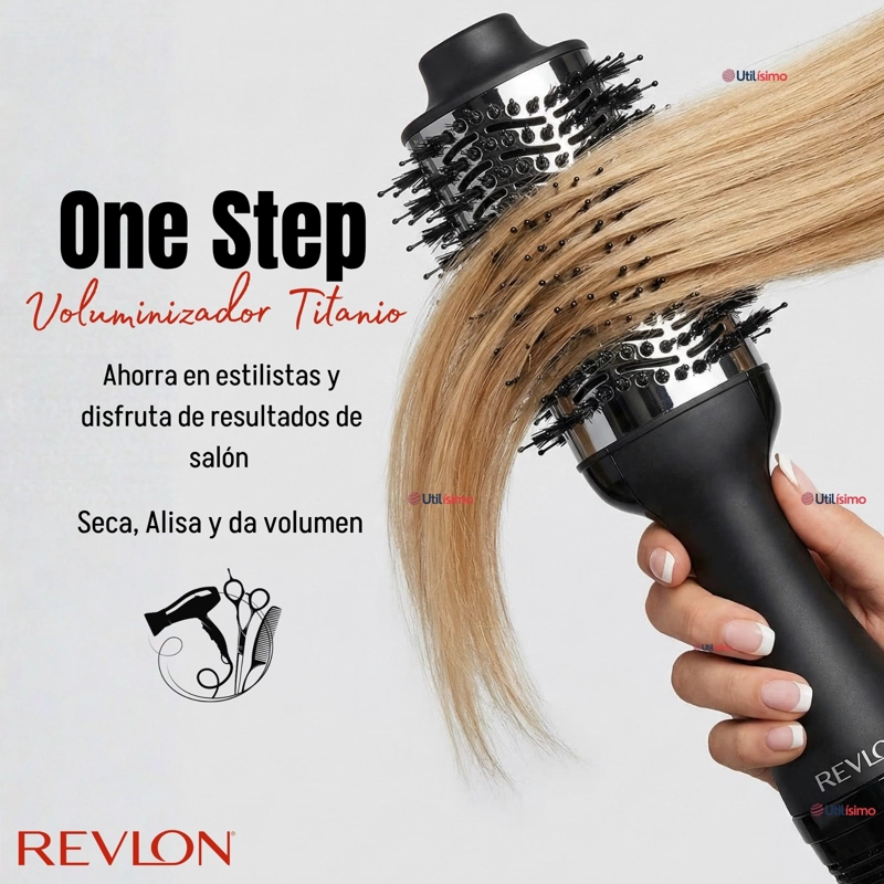 CEPILLO SECADOR ALISADOR DE CABELLO ONE STEP REVLON 800W TITANIUM - 3