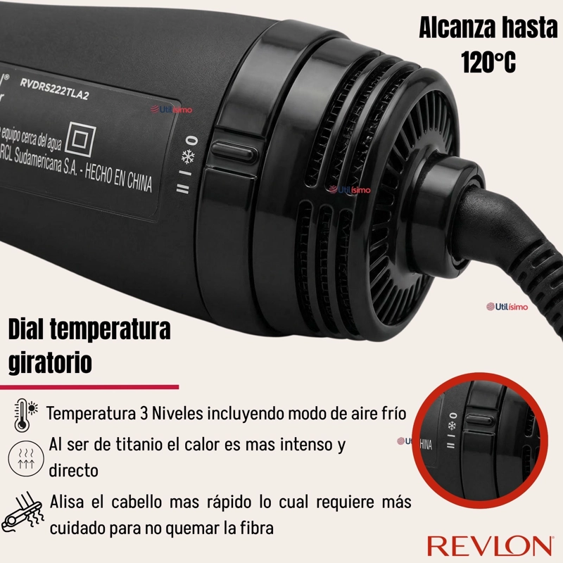 CEPILLO SECADOR ALISADOR DE CABELLO ONE STEP REVLON 800W TITANIUM - 6