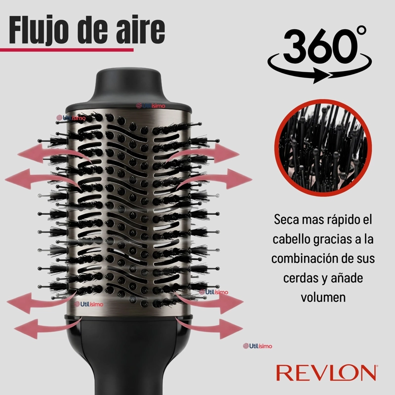 CEPILLO SECADOR ALISADOR DE CABELLO ONE STEP REVLON 800W TITANIUM - 9