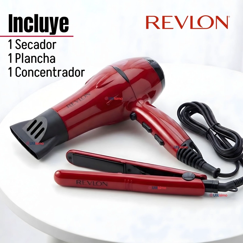 SET SECADOR Y PLANCHA ALISADORA PORTATIL REVLON 2000W - 2