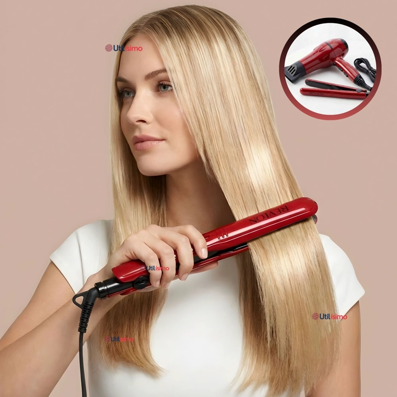 SET SECADOR Y PLANCHA ALISADORA PORTATIL REVLON 2000W - 1