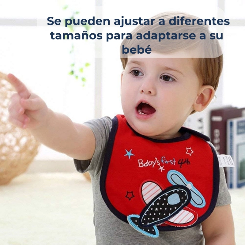 PACK 12 BABEROS IMPERMEABLES REGULABLES PARA BEBES JUMP KIDS NIÑO - 3