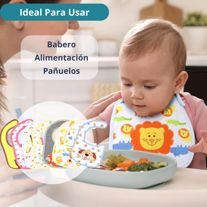 PACK 12 BABEROS IMPERMEABLES REGULABLES PARA BEBES JUMP KIDS NIÑO - 4