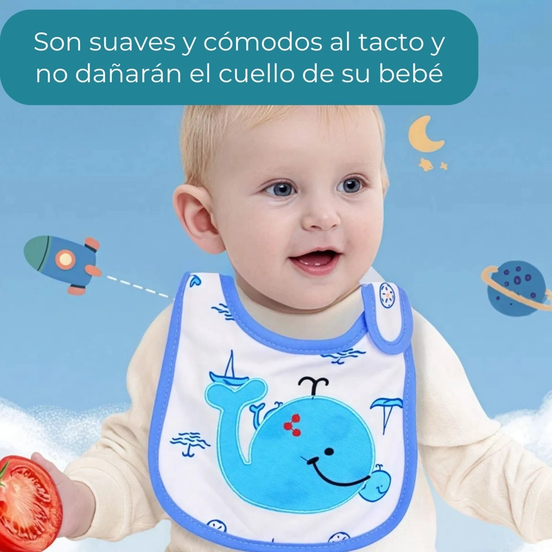 PACK 12 BABEROS IMPERMEABLES REGULABLES PARA BEBES JUMP KIDS NIÑO - 6