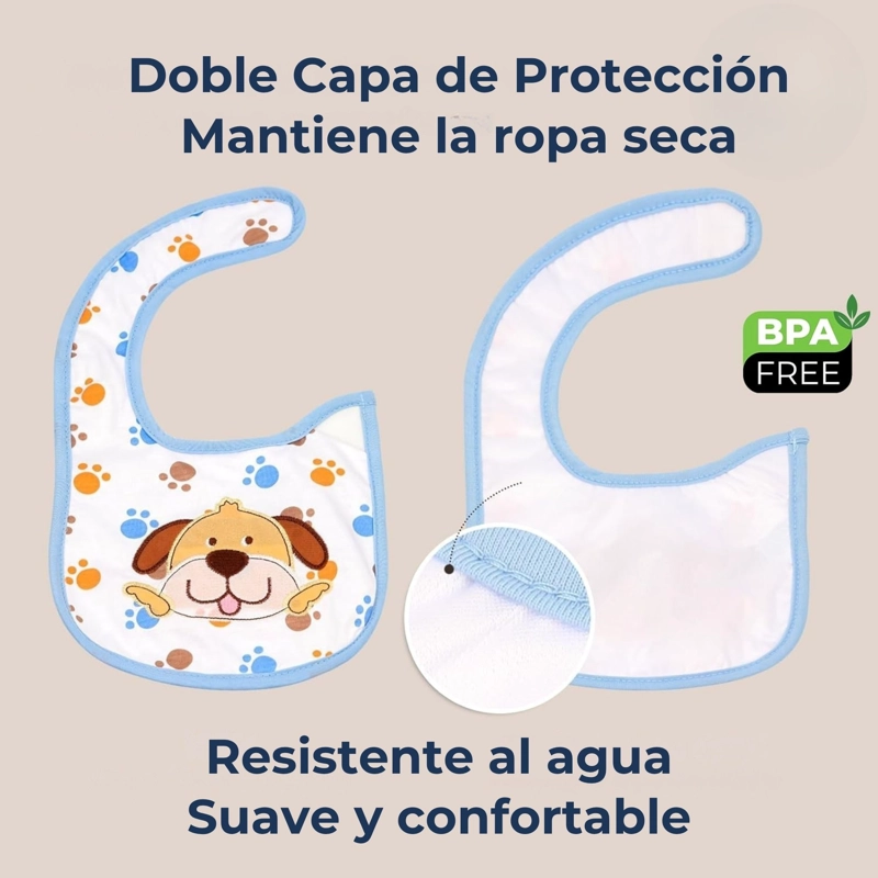 PACK 12 BABEROS IMPERMEABLES REGULABLES PARA BEBES JUMP KIDS NIÑO - 7