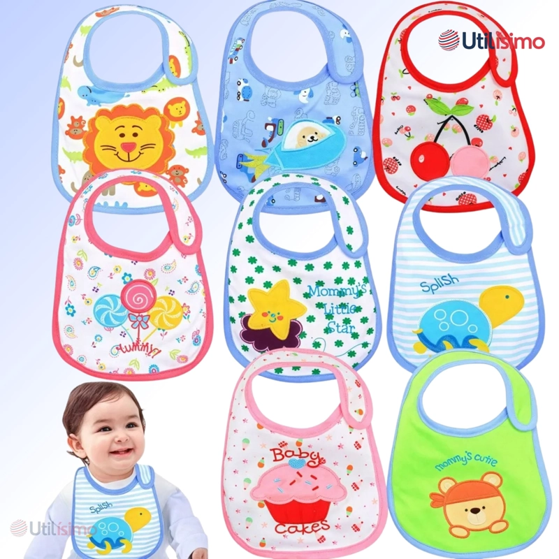 PACK 12 BABEROS IMPERMEABLES REGULABLES PARA BEBES JUMP KIDS NIÑO - 8