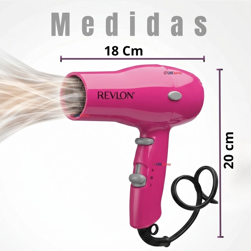 SECADOR DE CABELLO COMPACTO IONICO REVLON 1875W ROSA - 2