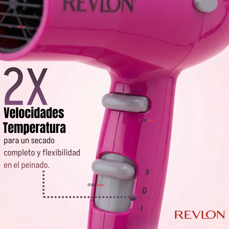 SECADOR DE CABELLO COMPACTO IONICO REVLON 1875W ROSA - 6