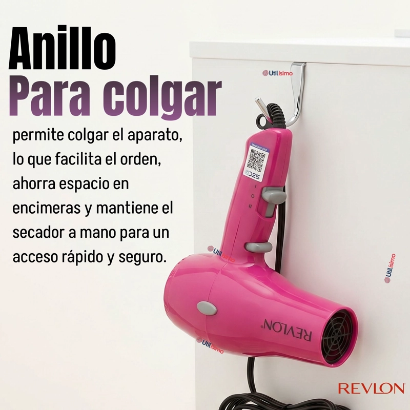 SECADOR DE CABELLO COMPACTO IONICO REVLON 1875W ROSA - 8