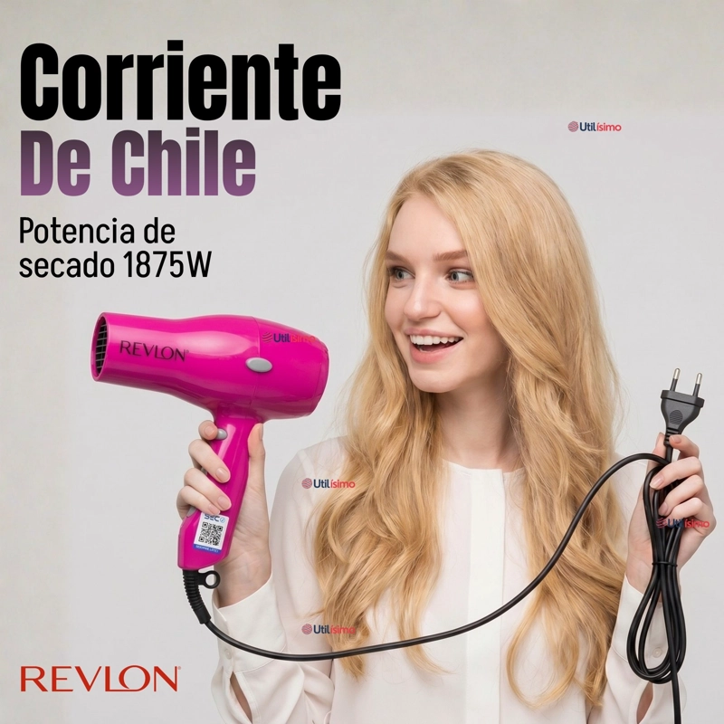 SECADOR DE CABELLO COMPACTO IONICO REVLON 1875W ROSA - 9