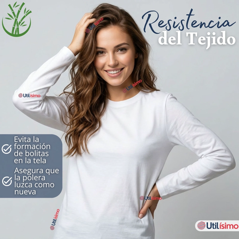 CAMISETA POLERA BAMBU PRIMERA CAPA MANGA LARGA BLANCO NEGRO MUJER - 8
