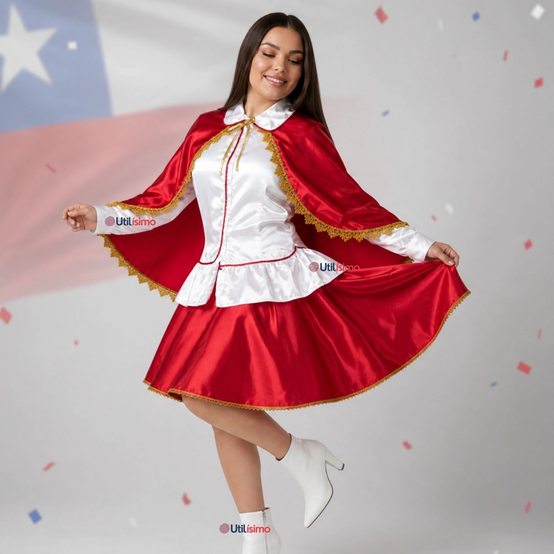 TRAJE TIRANA DIABLADA ROJO 3 PIEZAS MUJER BAILE TIPICO FIESTAS PATRIAS - 1