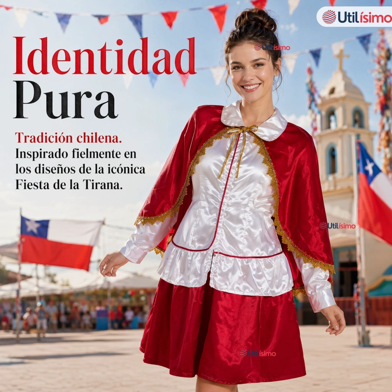 TRAJE TIRANA DIABLADA ROJO 3 PIEZAS MUJER BAILE TIPICO FIESTAS PATRIAS - 7
