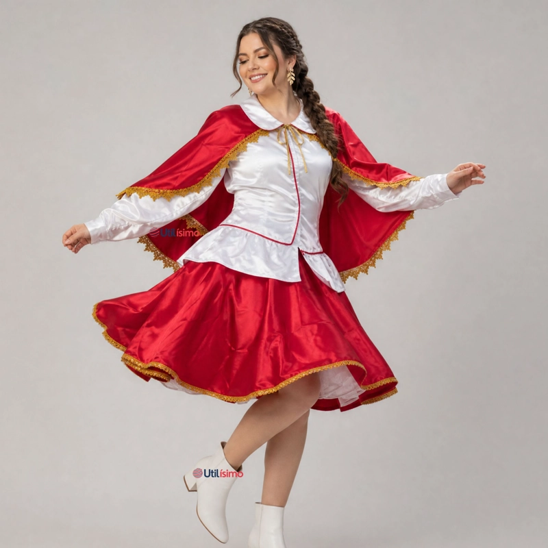 TRAJE TIRANA DIABLADA ROJO 3 PIEZAS MUJER BAILE TIPICO FIESTAS PATRIAS - 1