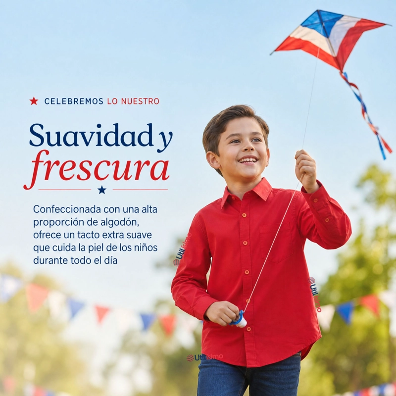 CAMISA HUASO NIÑO ALGODON ROJO FIESTAS PATRIAS TRAJE TIPICO - 8