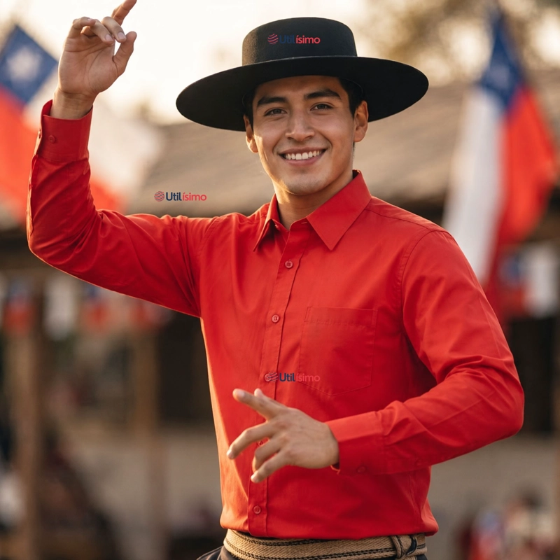 CAMISA ROJA HUASO HOMBRE CLASICA REGULAR FIT MANGA LARGA FIESTAS PATRIAS - 1