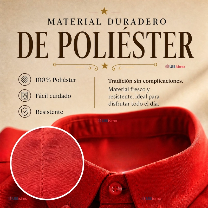 CAMISA ROJA HUASO HOMBRE CLASICA REGULAR FIT MANGA LARGA FIESTAS PATRIAS - 8
