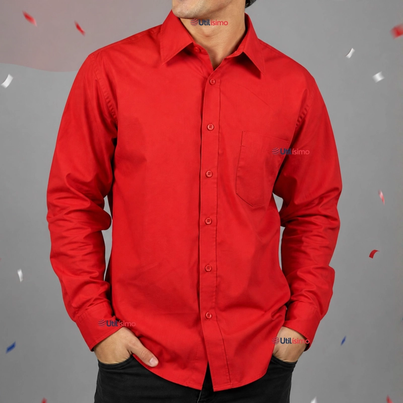 CAMISA ROJA HUASO HOMBRE CLASICA REGULAR FIT MANGA LARGA FIESTAS PATRIAS - 1