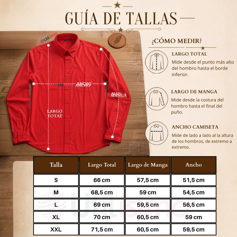 CAMISA ROJA HUASO HOMBRE CLASICA REGULAR FIT MANGA LARGA FIESTAS PATRIAS - 3