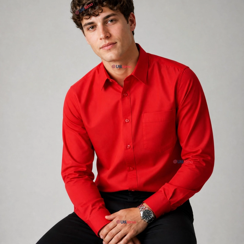 CAMISA ROJA CLASICA REGULAR FIT CASUAL MANGA LARGA HOMBRE - 1