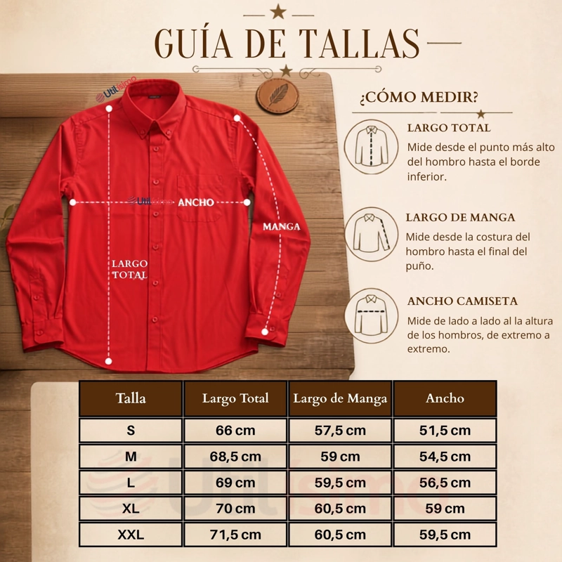 CAMISA ROJA CLASICA REGULAR FIT CASUAL MANGA LARGA HOMBRE - 3