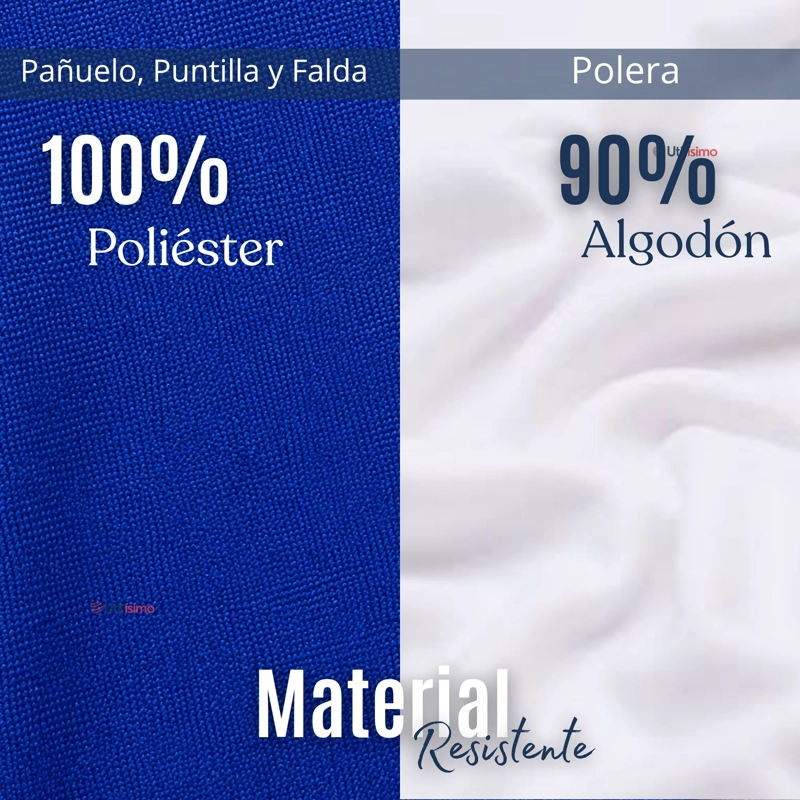 TRAJE CHILOTE NIÑA AZUL FIESTAS PATRIAS CON POLERA 4 PIEZAS TRADICIONAL - 8