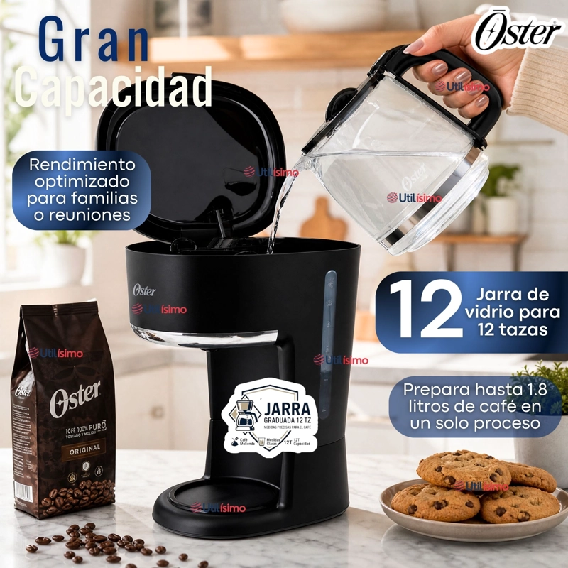 CAFETERA DE GOTEO OSTER® DE 12 TAZAS PROGRAMABLE CON FILTRO REUTILIZABLE NEGRO BVSTDCP121B - 6