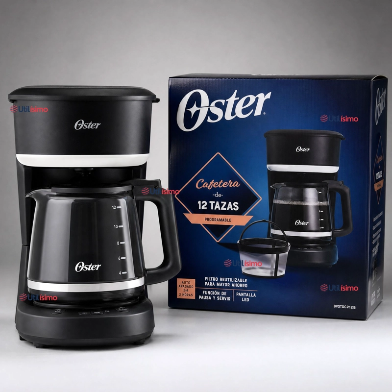 CAFETERA DE GOTEO OSTER® DE 12 TAZAS PROGRAMABLE CON FILTRO REUTILIZABLE NEGRO BVSTDCP121B - 1