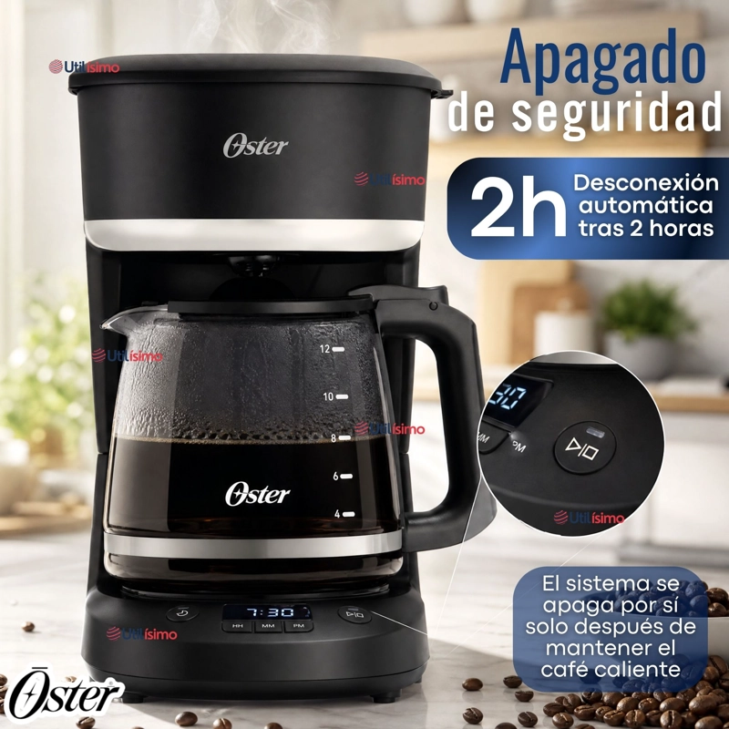 CAFETERA DE GOTEO OSTER® DE 12 TAZAS PROGRAMABLE CON FILTRO REUTILIZABLE NEGRO BVSTDCP121B - 7