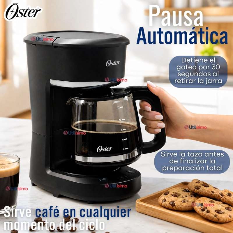 CAFETERA DE GOTEO OSTER® DE 12 TAZAS PROGRAMABLE CON FILTRO REUTILIZABLE NEGRO BVSTDCP121B - 8
