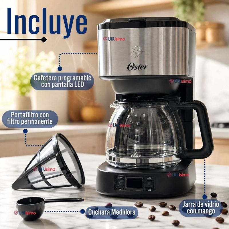 CAFETERA PROGRAMABLE OSTER® 8 TAZAS EN ACERO INOXIDABLE BVSTDC10SS - 2