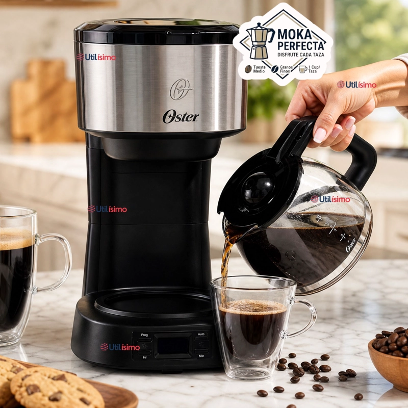 CAFETERA PROGRAMABLE OSTER® 8 TAZAS EN ACERO INOXIDABLE BVSTDC10SS - 1