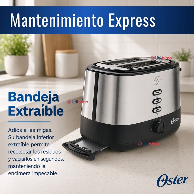 TOSTADOR OSTER® 2 REBANADAS EN ACERO INOXIDABLE TSSTTR500 800W - 8