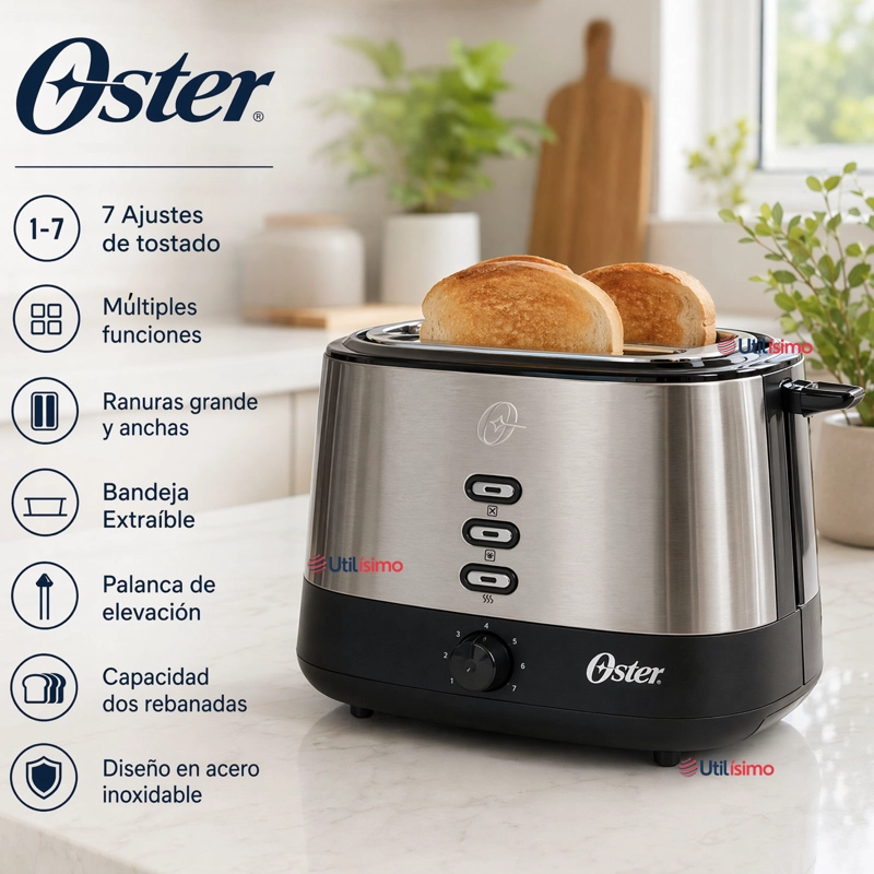 TOSTADOR OSTER® 2 REBANADAS EN ACERO INOXIDABLE TSSTTR500 800W - 4